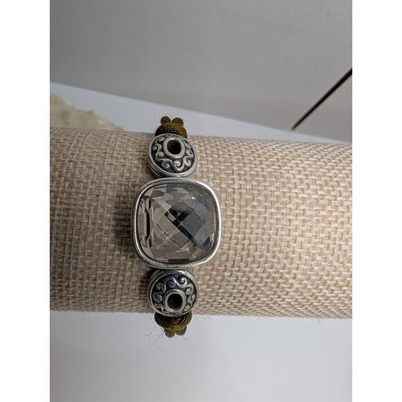 Brighton Bracelet 7.5in Crystal Silver Tone Adjustable Cord - Picture 4 of 6